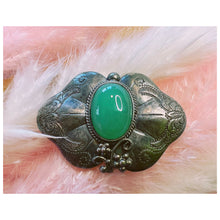 Load image into Gallery viewer, Western Silver &amp; Jade Brooch
