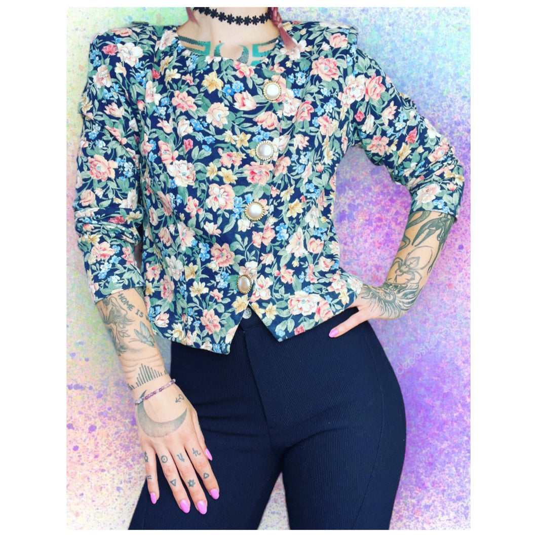 Floral 80’s Blouse