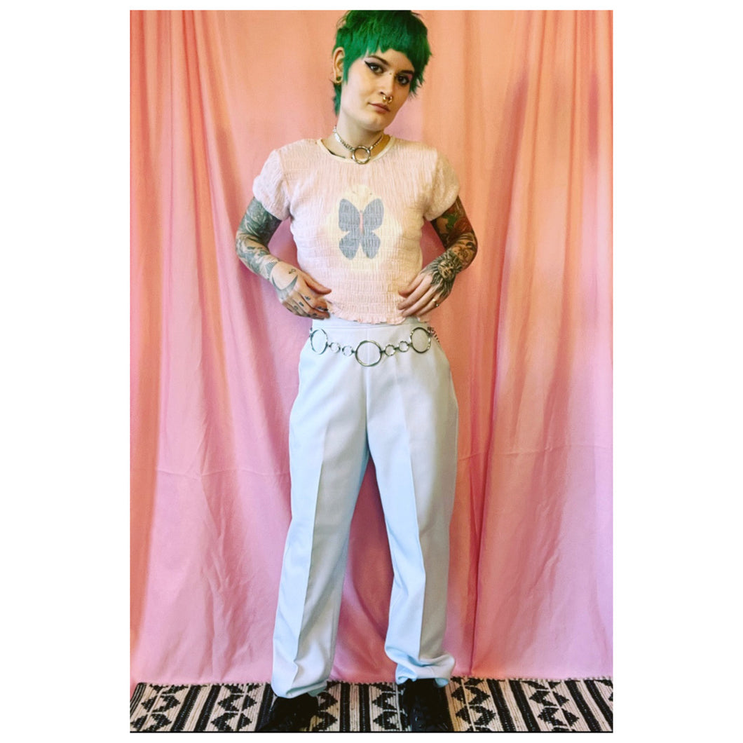 Light Blue Polyester Pants